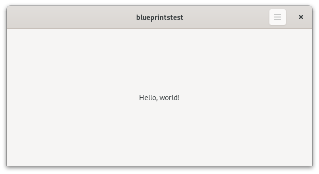 A window with the text "Hello, world" in the middle